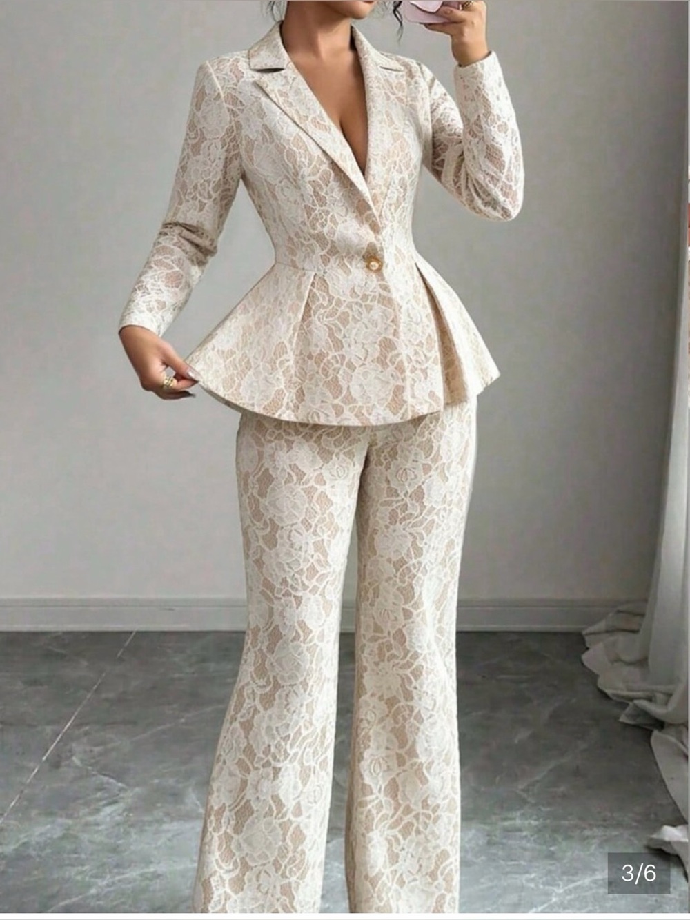 Apricot Elegant Women's Royal Suit 2-Piece Jacket and Pants Set